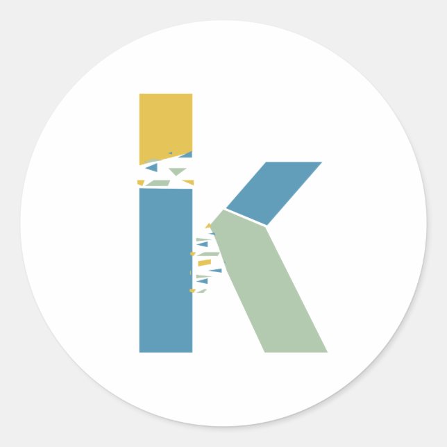 Modern Abstract Letter K Monogram Personalized Classic Round Sticker (Front)