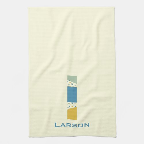 Modern Abstract Letter L Monogram Initial Kitchen Towel