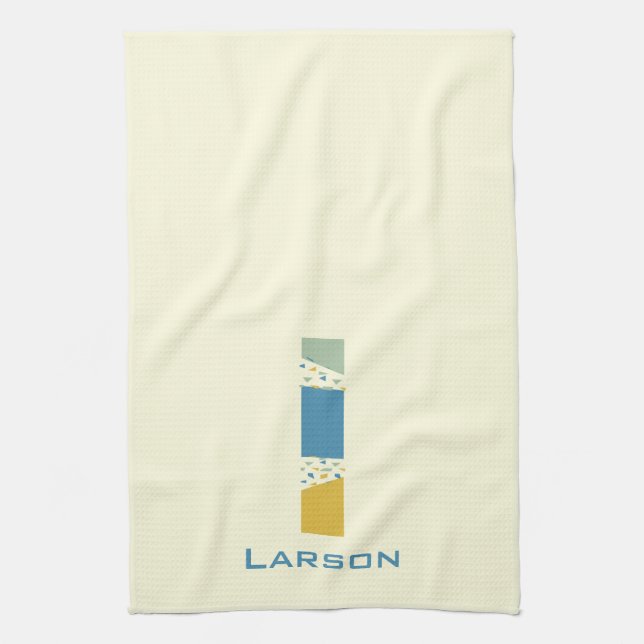 Modern Abstract Letter L Monogram Initial Kitchen Towel (Vertical)