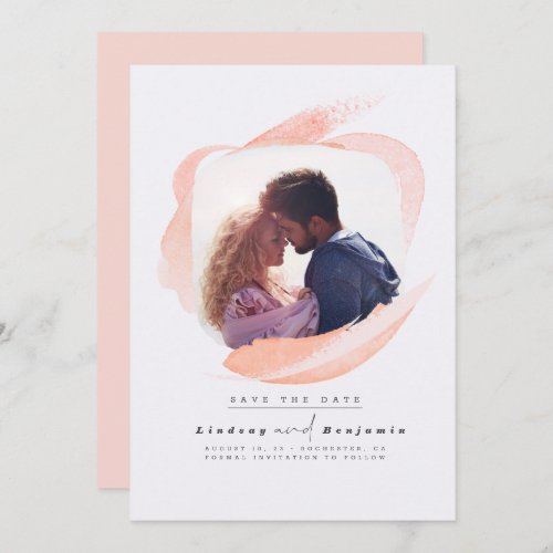 Modern Abstract Light Peach Save The Date Photo
