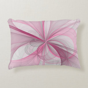 Modern Abstract Light Pink Gray Fractal Design Accent Pillow