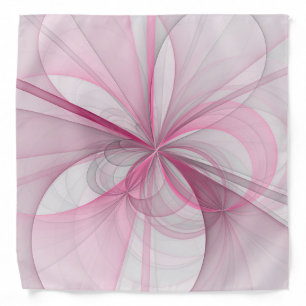 Modern Abstract Light Pink Gray Fractal Design Bandana