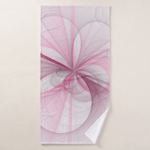 Modern Abstract Light Pink Gray Fractal Design Bath Towel