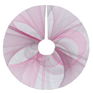 Modern Abstract Light Pink Gray Fractal Design Brushed Polyester Tree Skirt