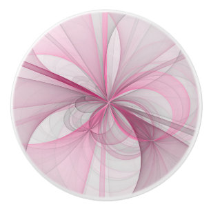 Modern Abstract Light Pink Gray Fractal Design Ceramic Knob