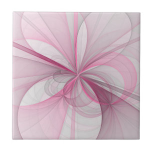 Modern Abstract Light Pink Gray Fractal Design Ceramic Tile