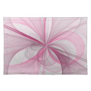 Modern Abstract Light Pink Gray Fractal Design Cloth Placemat
