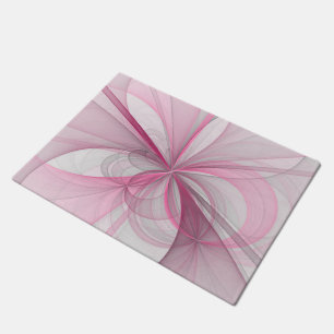 Modern Abstract Light Pink Gray Fractal Design Doormat