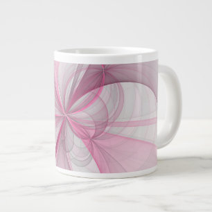 Modern Abstract Light Pink Gray Fractal Design Giant Coffee Mug