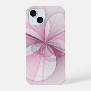 Modern Abstract Light Pink Gray Fractal Design iPhone 15 Case
