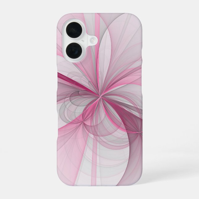 Modern Abstract Light Pink Gray Fractal Design iPhone Case (Back)