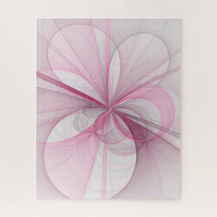 Modern Abstract Light Pink Gray Fractal Design Jigsaw Puzzle