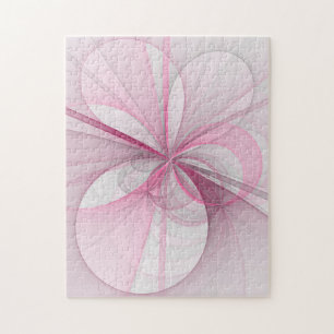 Modern Abstract Light Pink Gray Fractal Design Jigsaw Puzzle