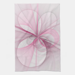 Modern Abstract Light Pink Gray Fractal Design Kitchen Towel