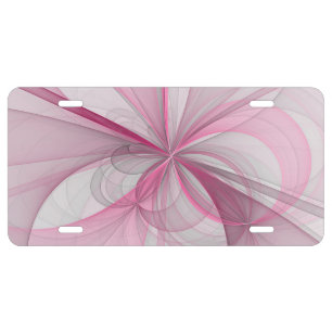 Modern Abstract Light Pink Gray Fractal Design License Plate