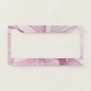 Modern Abstract Light Pink Gray Fractal Design License Plate Frame