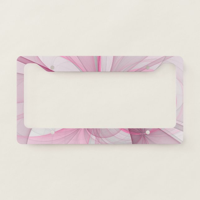 Modern Abstract Light Pink Gray Fractal Design License Plate Frame (Front)