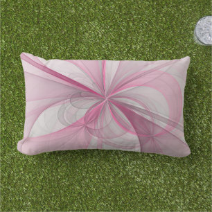 Modern Abstract Light Pink Gray Fractal Design Lumbar Pillow