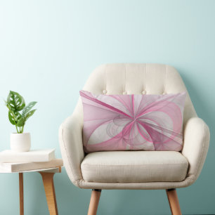 Modern Abstract Light Pink Gray Fractal Design Lumbar Pillow