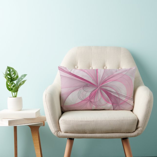 Modern Abstract Light Pink Gray Fractal Design Lumbar Pillow (Chair)