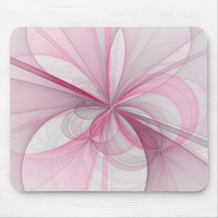 Modern Abstract Light Pink Gray Fractal Design Mouse Pad