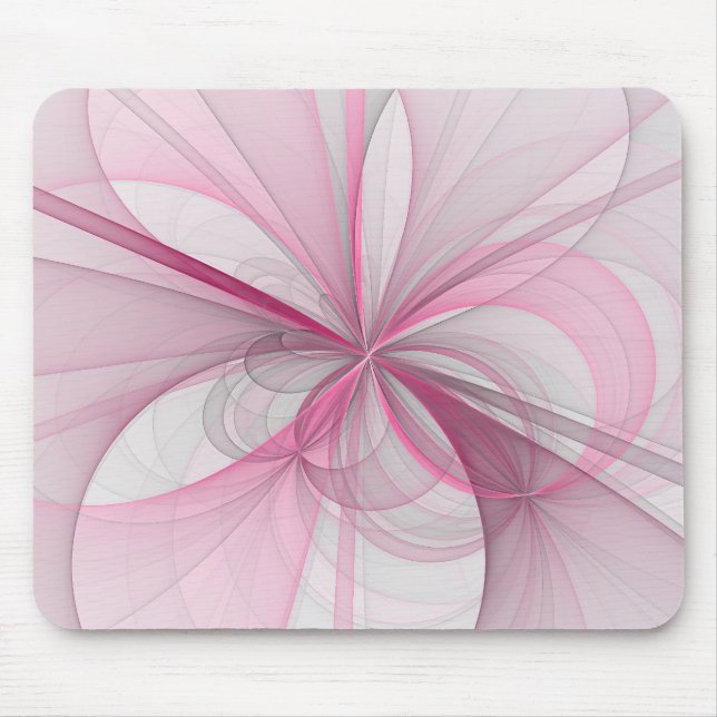 Modern Abstract Light Pink Gray Fractal Design Mouse Pad (Front)