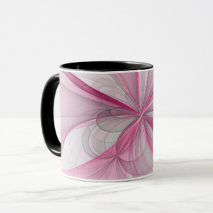 Modern Abstract Light Pink Gray Fractal Design Mug
