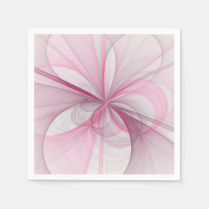 Modern Abstract Light Pink Gray Fractal Design Napkins