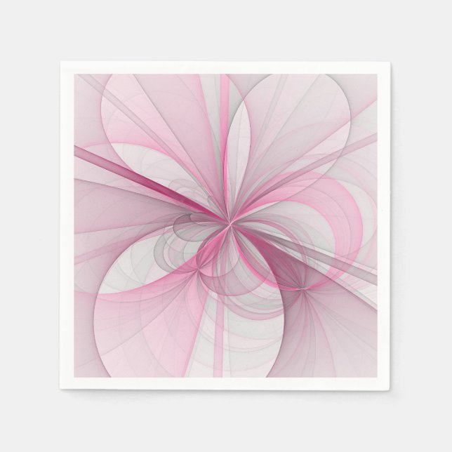 Modern Abstract Light Pink Gray Fractal Design Napkins (Front)