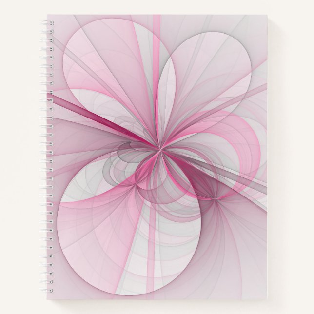 Modern Abstract Light Pink Gray Fractal Design Notebook (Front)