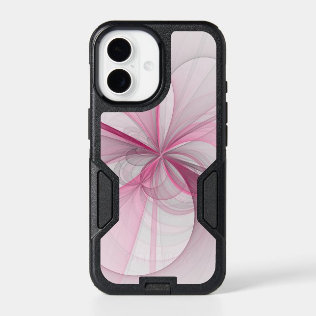 Modern Abstract Light Pink Gray Fractal Design Otterbox iPhone Case (Back)