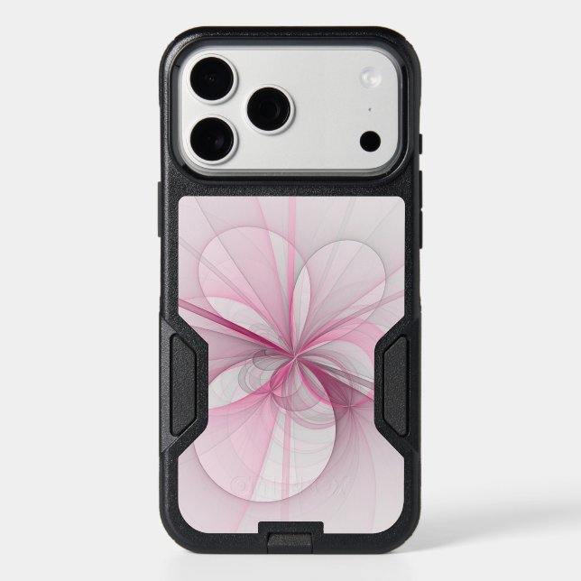 Modern Abstract Light Pink Gray Fractal Design Otterbox iPhone Case (Back)