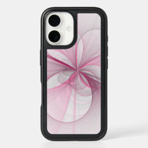 Modern Abstract Light Pink Gray Fractal Design iPhone 16 Case