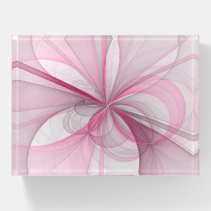 Modern Abstract Light Pink Gray Fractal Design Paperweight