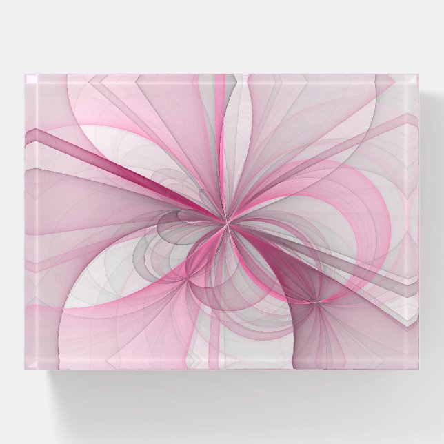 Modern Abstract Light Pink Gray Fractal Design Paperweight (Front)