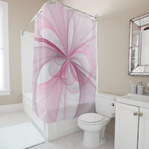 Modern Abstract Light Pink Gray Fractal Design Shower Curtain