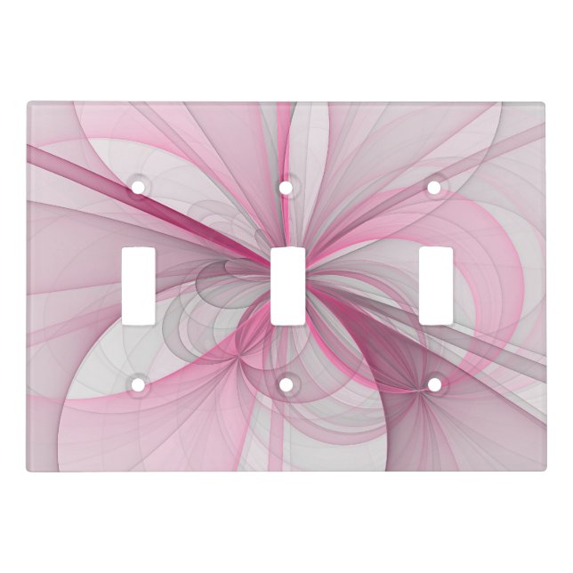 Modern Abstract Light Pink Gray Fractal Design Switch Cover (Front)