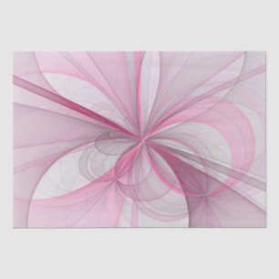 Modern Abstract Light Pink Gray Fractal Design Tissue Paper