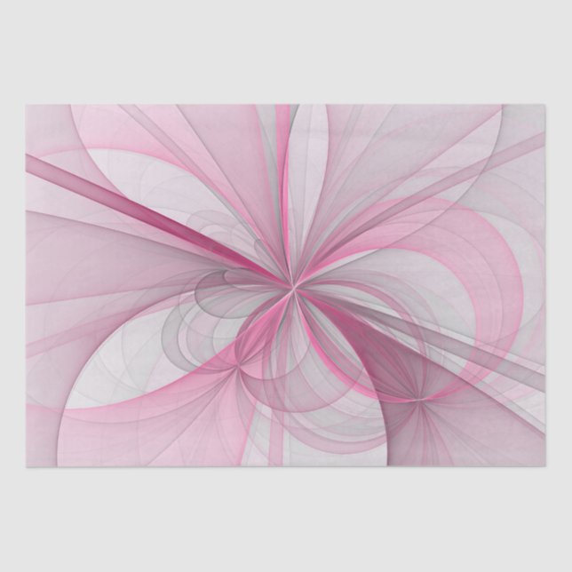 Modern Abstract Light Pink Gray Fractal Design Tissue Paper (Front)