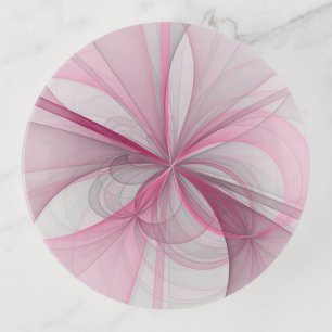 Modern Abstract Light Pink Gray Fractal Design Trinket Tray