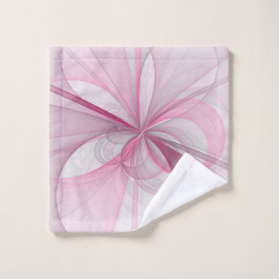 Modern Abstract Light Pink Gray Fractal Design Wash Cloth