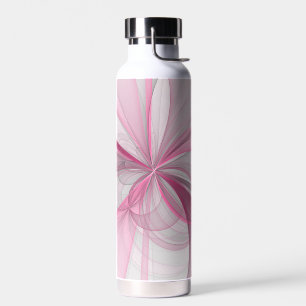 Modern Abstract Light Pink Gray Fractal Design Water Bottle