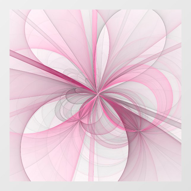 Modern Abstract Light Pink Gray Fractal Design Window Cling (Sheet)