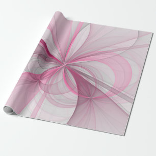Modern Abstract Light Pink Gray Fractal Design Wrapping Paper