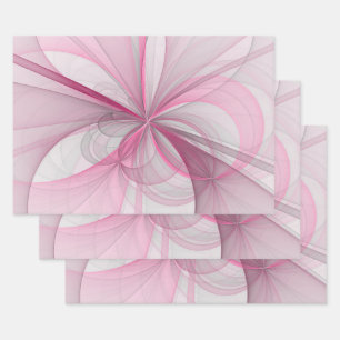 Modern Abstract Light Pink Gray Fractal Design Wrapping Paper Sheets