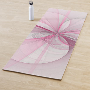 Modern Abstract Light Pink Gray Fractal Design Yoga Mat