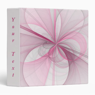 Modern Abstract Light Pink Gray Fractal Text 3 Ring Binder