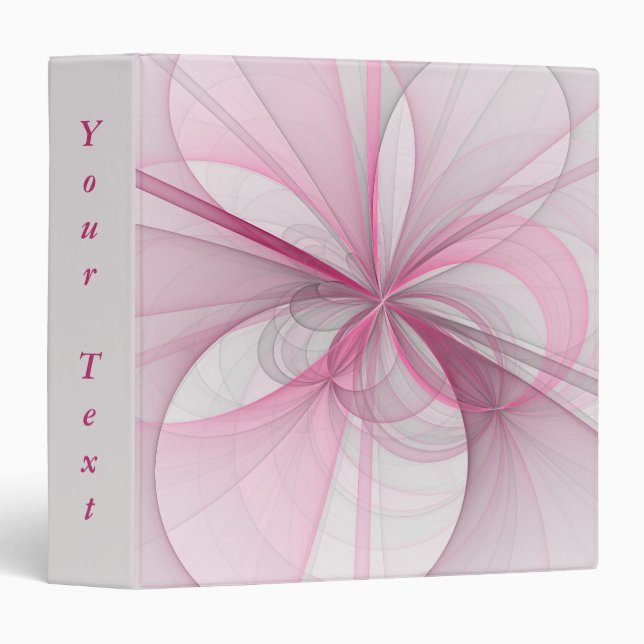 Modern Abstract Light Pink Gray Fractal Text 3 Ring Binder (Front/Spine)