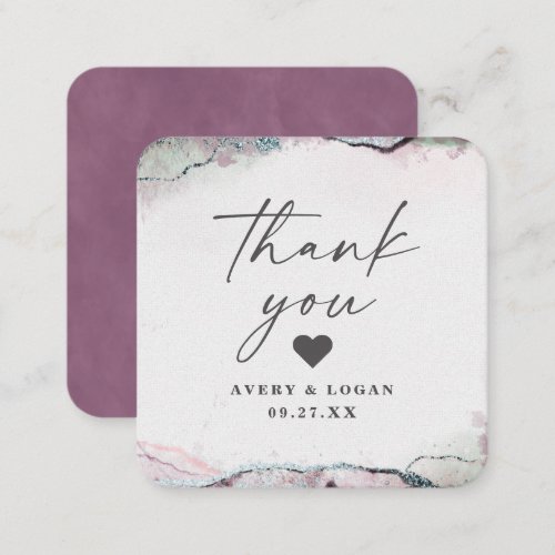 Modern Abstract Light Purple Wedding Thank You Note Card