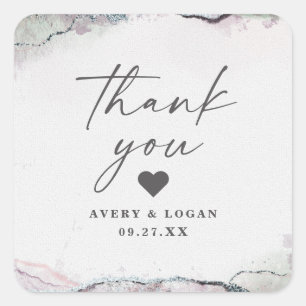 Modern Abstract Light Purple Wedding Thank You Square Sticker